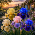 Pachet Iris Germanica Mix cu 5 rizomi, selecție de iris ornamentali în nuanțe diverse și flori elegante, perfect pentru amenajări peisagistice, grădini și straturi florale.